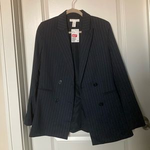 H&M Navy Pinstripe Blazer- New Size 8